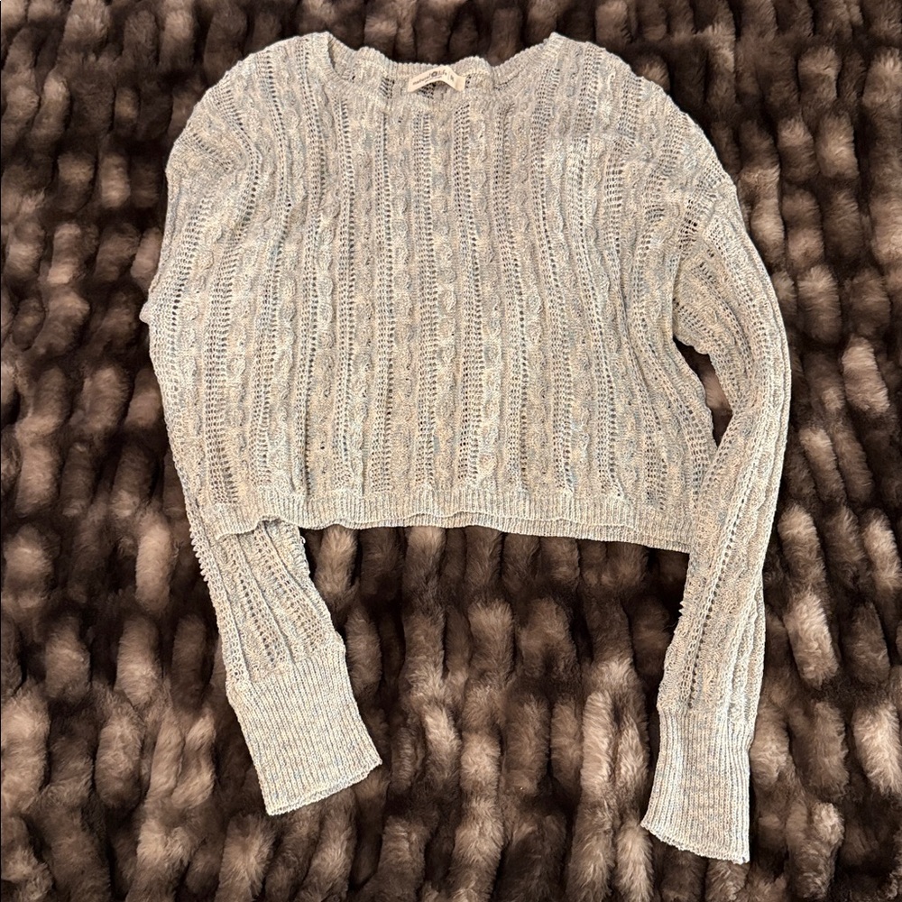 Natural Life Silver and Grey Open Knit Crewneck Sweater